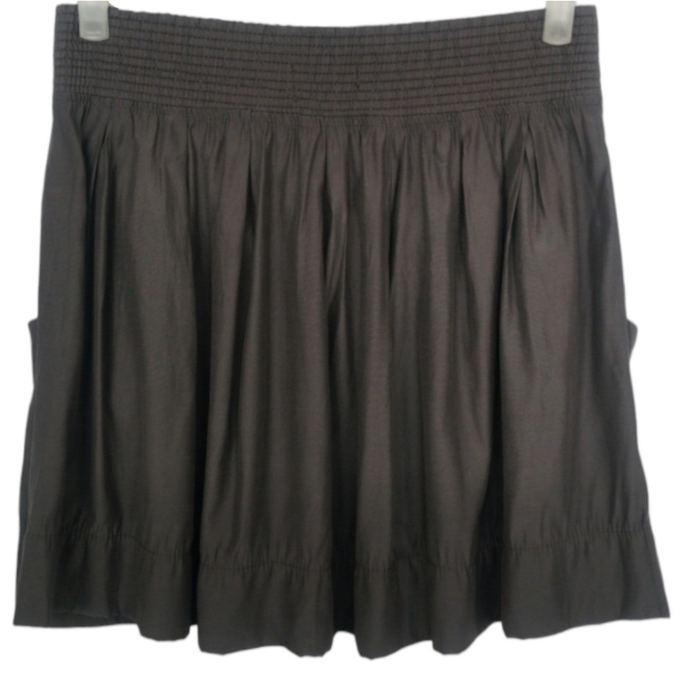 Charlotte Russe Cotton Rayon Grey‎ Stretch Waist A Line Skirt w 2 Pockets